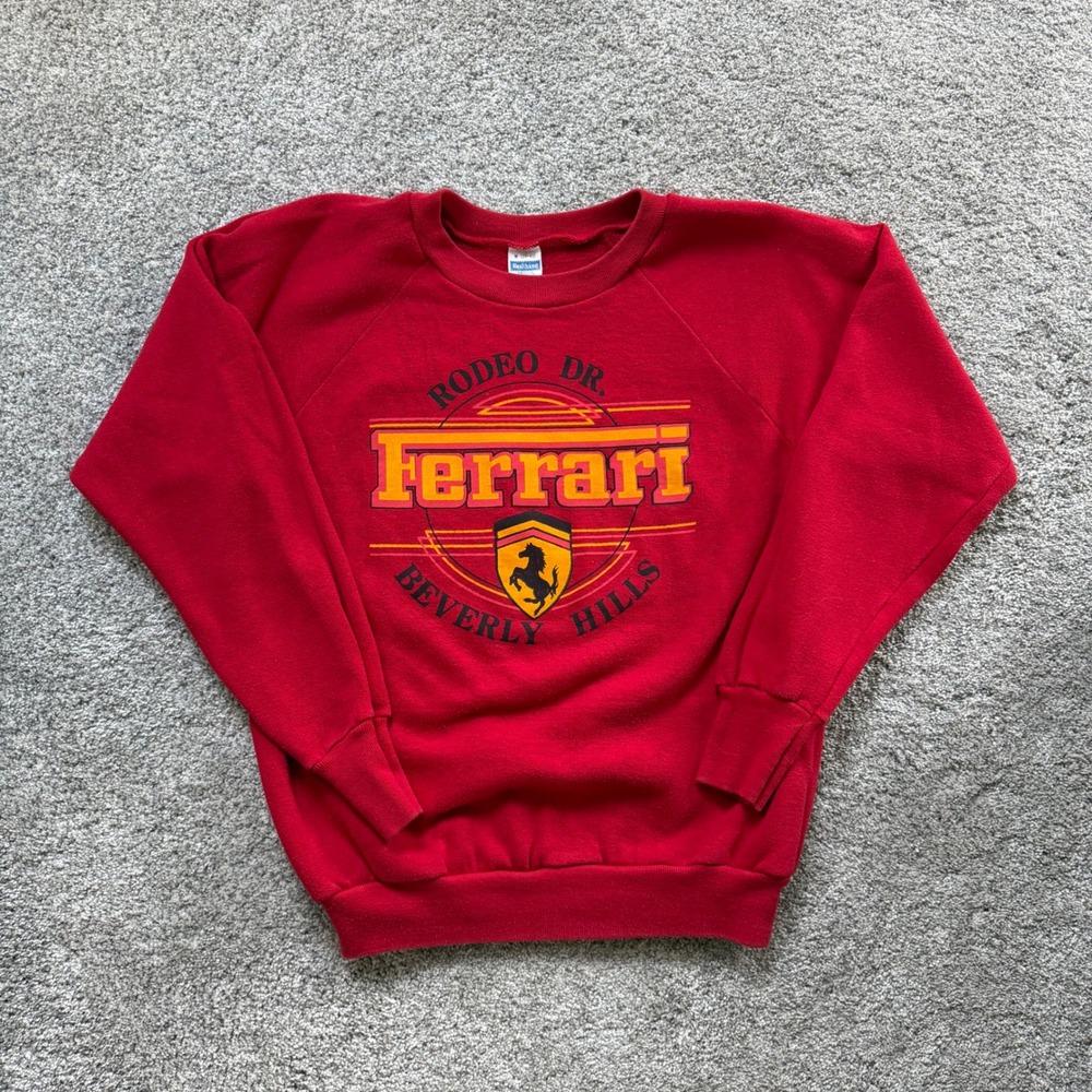 Vintage 80s Healthknit Ferrari Rodeo Drive Beverly Hills Sweatshirt USA Made M